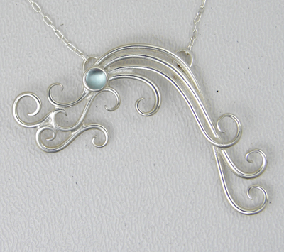 Sterling Silver Gentle Sea Breeze Necklace With Blue Topaz
